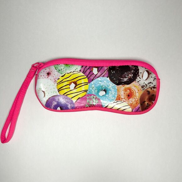 Donut Sunglasses Soft Case Pink Zip Up Wristlet Wallet Bright Pink - Picture 1 of 5